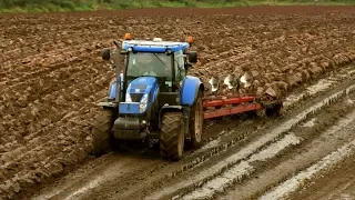 Ploughing the Maize Field with New Holland and Six-Furrow.