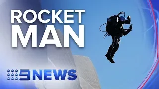 Man flies over Sydney Harbour with jetpack | Nine News Australia