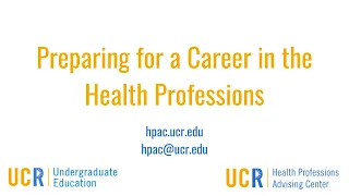 Preparing for a Career in the Health Professions