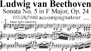 Beethoven Violin Sonata No 5 in F Major Op 24, 2nd movement, Adagio | Grand Piano Accompaniment
