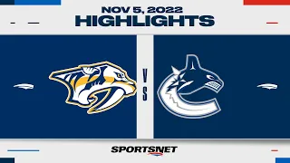 NHL Highlights | Predators vs. Canucks - Nov. 5, 2022