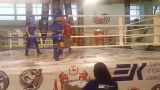 Kibedy Gordon(16)   כיבדי גורדון in blue semi-final fight at All Russian Muaythai Championship 2016