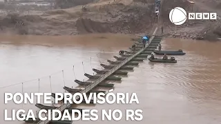 Exército usa ponte provisória para ligar cidades no Rio Grande do Sul