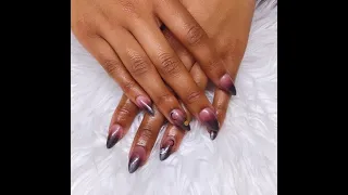 gel-x black ombre nails | airbrush nails