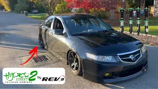 Acura Tsx gets slammed On Rev9 Coilovers