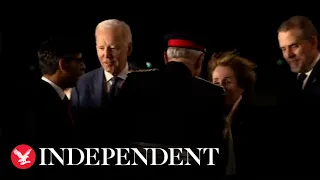 Rishi Sunak greets Joe Biden as US president lands in Belfast