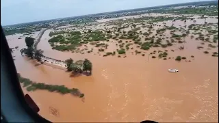 Aerial footage of Madogo Road due to floods