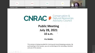 Conservation and Natural Resources Advisory Council NRAC Meeting -- July 28 2021