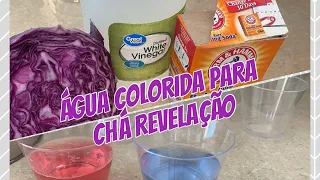 Líquido colorido para chá revelação! Como fazer água azul e rosa.