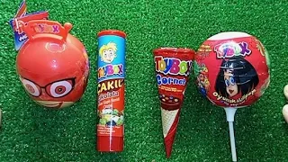 Satisfying video lollipops candy and chocolate gummy candy and unboxing video Cutting video