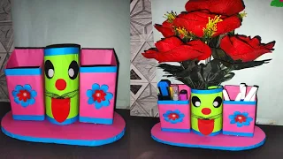 How To Make Flower Pot/ Pepar With Cardboard Easy Idea Flower Pot Decor.