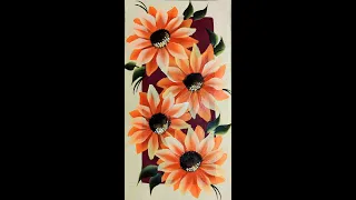 Sunflower Painting with Acrylic Colors | One Stroke Painting of Sunflower | SHORTS