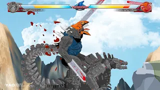 Mechagodzilla vs Chainsaw Kaiju with Healthbars | YaoKit Animations