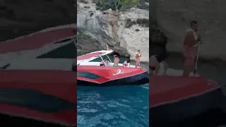 Children having fun on the Parasailing Boat and jumping to sea | Water Sports Antalya / Turkey