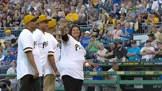 Vera Clemente tosses the first pitch