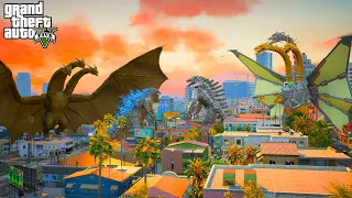 Godzilla and King Ghidorah Vs Mechagodzilla and Mecha Ghidorah - GTA 5 Mods
