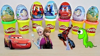 NEW! Disney Frozen Cars Princess Anna Elsa Olaf Spiderman Opening Kinder surprise eggs