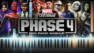 Marvel Cinematic Universe PHASE 4 Themes OST Epic Piano Mashup (Synthesia Piano Tutorial)+SHEETS