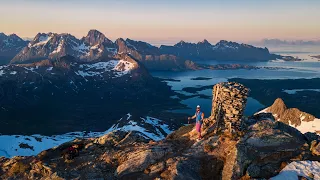 Summer skiing in Lofoten Islands