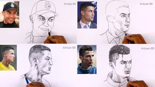 Easy 4 Face Drawing Portrait Cristiano Ronaldo Al Nassr Cr7 Drawing #cr7