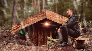 A BOMB SHELTER IN THE FOREST - I SLEEP IN COMFORT. THE PROBLEM WITH THE ROOF. FOREST CUISINE