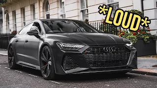 *LOUD* STRAIGHT PIPED 800+ HP Murdered 2021 RS7 C8 Terrorizes LONDON! Pops, bangs and accelerations!