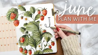 PLAN WITH ME | June 2023 Bullet Journal Setup | Strawberry Theme 🍓