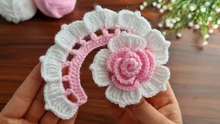 3D⚡💯Wow Amazing💯👌How to make  eye-catching flower crochet Super easy crochet rose flower making.