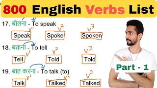 Top Verbs in English - 800 Verbs List - Common Verbs in English Part 1