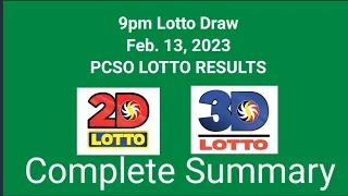 9pm Lotto Results Today February 13, 2023