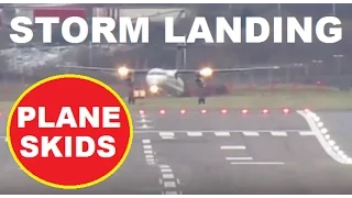 ✅UK STORM Plane Skids On Runway Crosswind Extreme Airplane Landing