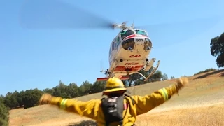 CAL FIRE Helitack - Helicopter Heli Step and Hover Hook Training - Super Huey