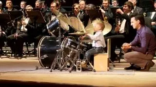 [HD] Lyonya Shilovsky - 3 Years Old Russian Drummer Leads Orchestra of Adult Musicians