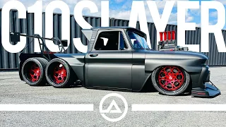 900 hp Six Wheel Supercharged Chevy C10 Slayer with Brad DeBerti Shredding Tires