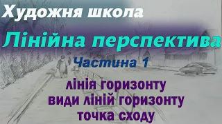 Лінійна перспектива. Лінія горизонту. Види горизонту. Точка сходу.