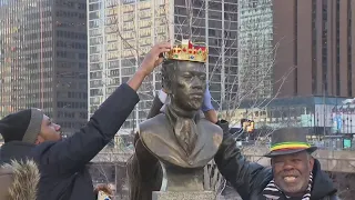 DuSable bust adorned with crown for start of Black History Month