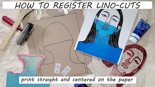 HOW TO REGISTER A LINO-CUT PRINT (line-up your prints so they are straight and centered) - 3 WAYS