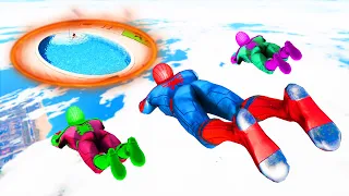 GTA 5 Rainbow Spiderman Jumping Into Portals (Ragdolls/Euphoria Physics) #6