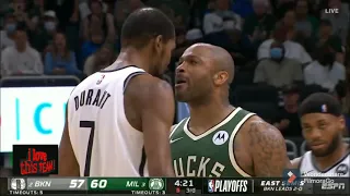 Kevin Durant & PJ Tucker get into it so Bucks fans chant "F--k KD"!