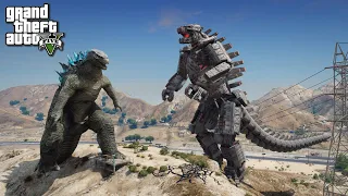 GTA 5 - Godzilla vs Mechagodzilla - [4K] - Ultra Realistic Graphics Mod NaturalVision Evolved GTA V