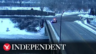 Teenagers drive stolen car off bridge during police pursuit