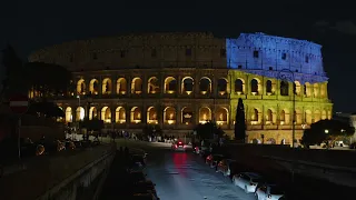 The Colosseum in Ukrainian colours to mark two years of war in Ukraine | AFP