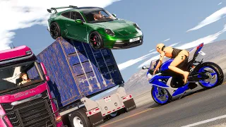 Super Bikes and Car Crashes #01 [BeamNG.Drive]