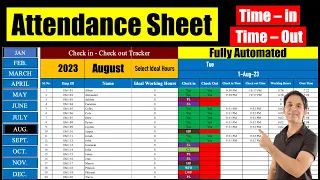 Attendance Sheet with Check in and Check out Time / Time in and Time out / Over Time