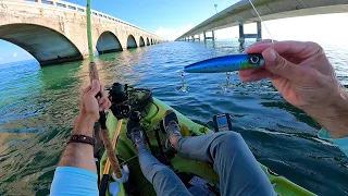 Kayak Fishing The ENTIRE 7 MILE BRIDGE Round Trip In One Day!! Florida Keys