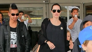 Angelina Jolie Brad Pitt And Family Arrive at LAX, Part 1