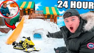 24 Hour Overnight MASSIVE Snow Fort Survival Challenge! (-20🥶)