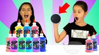 ALEXA Picks our Slime Ingredients!! |3 Color Slime| Sis vs Sis