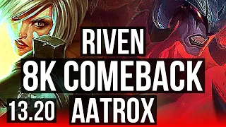 RIVEN vs AATROX (TOP) | 4.3M mastery, Comeback, 1300+ games | NA Grandmaster | 13.20