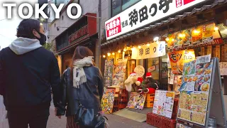 [4k] Tokyo - Walking from Ueno to Okachimachi. Drinking area in backstreets (Dec. 2022)